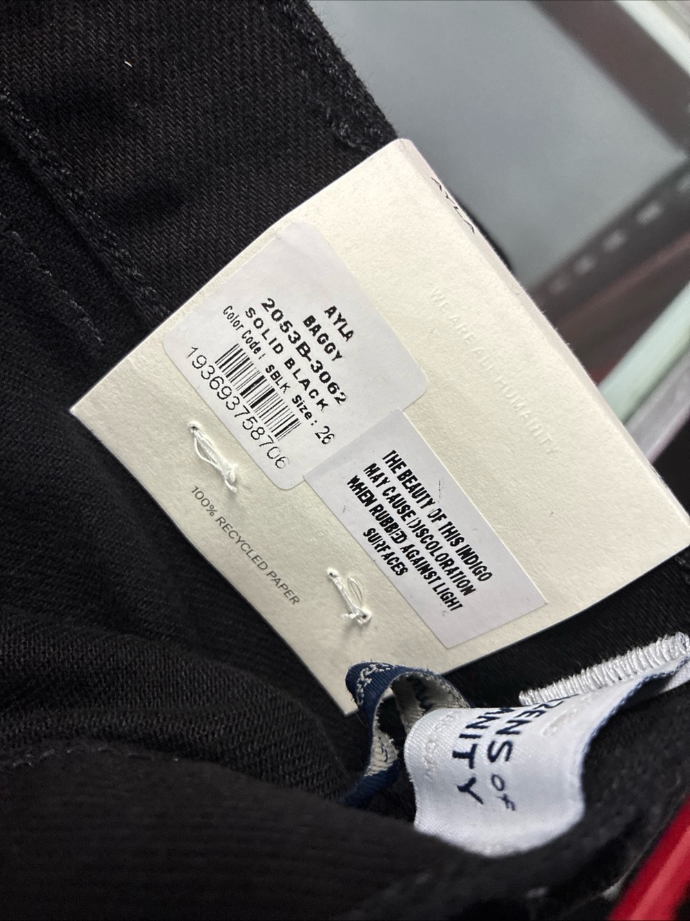 Women’s Citizens Of Humanity Ayla Baggy Jeans Solid Black SZ 26 NWT New - Picture 8 of 8
